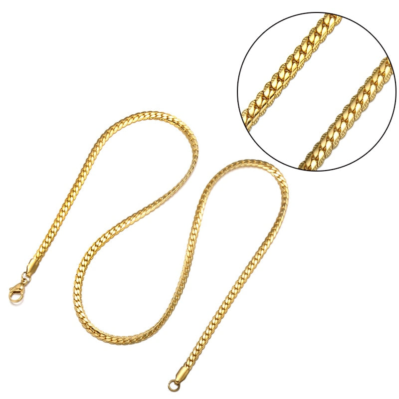 HIP Hop Gold Color stain resistant Steel Curb Cuban Link metal metal chain
Necklaces lovish style
Choker 50CM longer
Flat Snake metal metal chain
for Men Jewelry