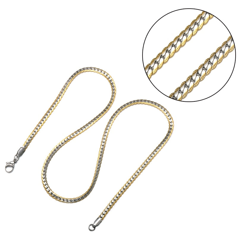 HIP Hop Gold Color stain resistant Steel Curb Cuban Link metal metal chain
Necklaces lovish style
Choker 50CM longer
Flat Snake metal metal chain
for Men Jewelry