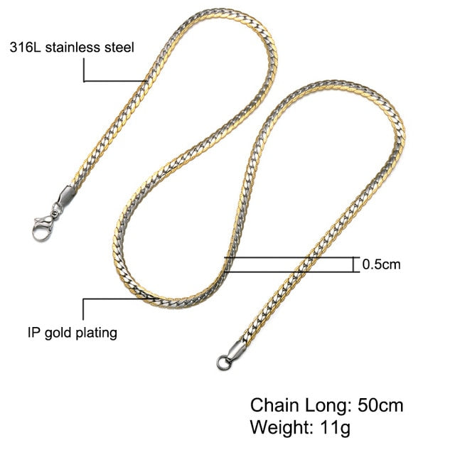 HIP Hop Gold Color stain resistant Steel Curb Cuban Link metal metal chain
Necklaces lovish style
Choker 50CM longer
Flat Snake metal metal chain
for Men Jewelry