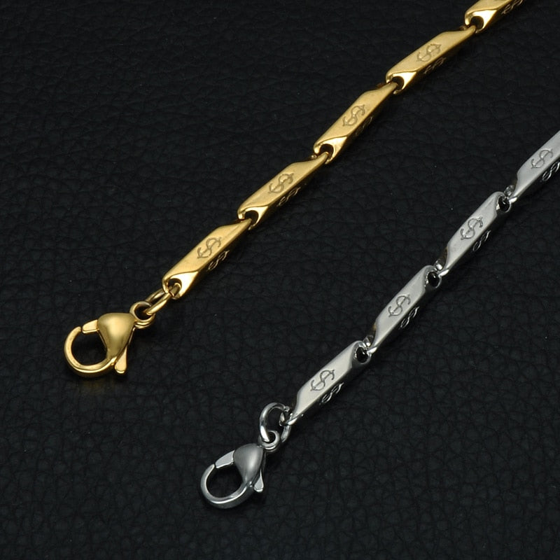 High Polished Gold Color Titanium stain resistant Steel US Dollar Pattern Stick Aberdeen metal metal chain
Necklaces for Men Jewelry