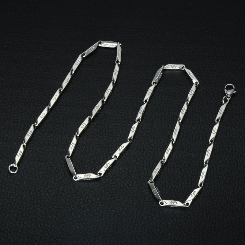 High Polished Gold Color Titanium stain resistant Steel US Dollar Pattern Stick Aberdeen metal metal chain
Necklaces for Men Jewelry
