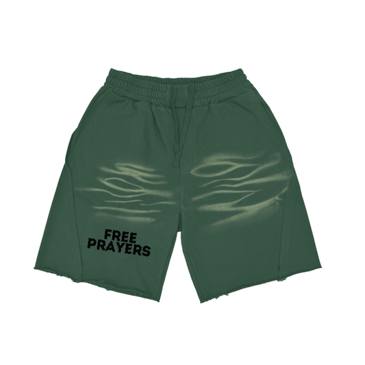 (Dark Green&Black&Coffee）Heavyweight  Vintage Washed  Tiger Stripes Short Pants - 360 GSM