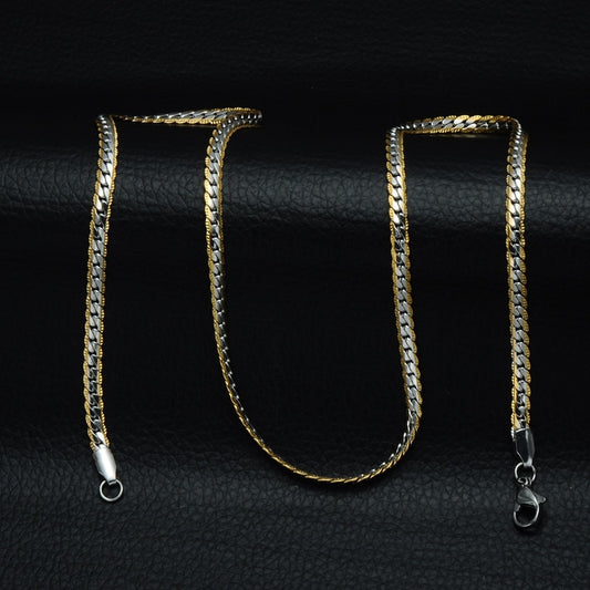 HIP Hop Gold Color stain resistant Steel Curb Cuban Link metal metal chain

 Necklaces lovish style
 Choker 50CM longer
 Flat Snake metal metal chain

 for Men Jewelry